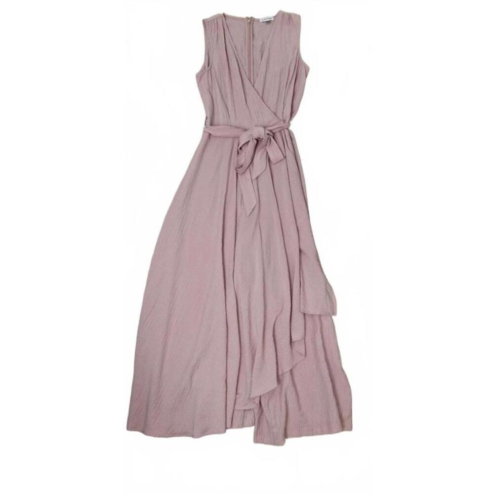 Sleeveless Mauve Wide-Leg Jumpsuit with Waist Tie - Picture 7 of 8